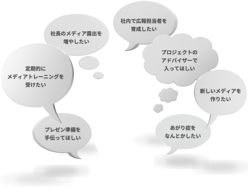 社内のコミュニケーションを活発にしたい。急に大勢の前で話すことになったが、恥をかきたくない。ブログを使って面白い発信がしたい。社員(学生)のキャリア意識を高めたい。自分から提案、発信する人材を育成したい。